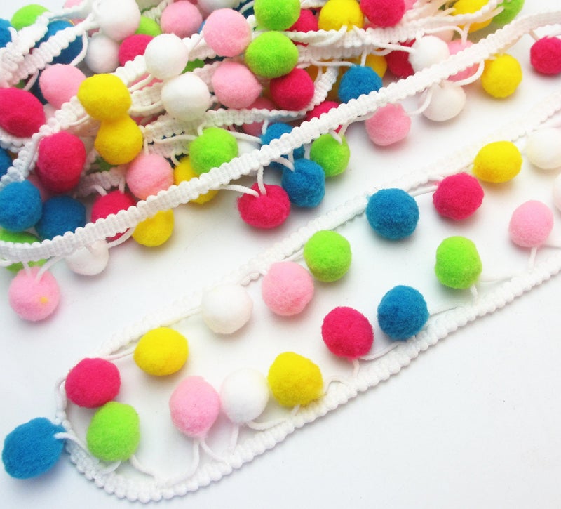 Dandan DIY 5yards Colorful 15mm Pom Pom Ball Fringe Trim Ribbon for Clothes Sewing Home Party Wedding Decoration Lace Ribbon Craft Supply - Image 2